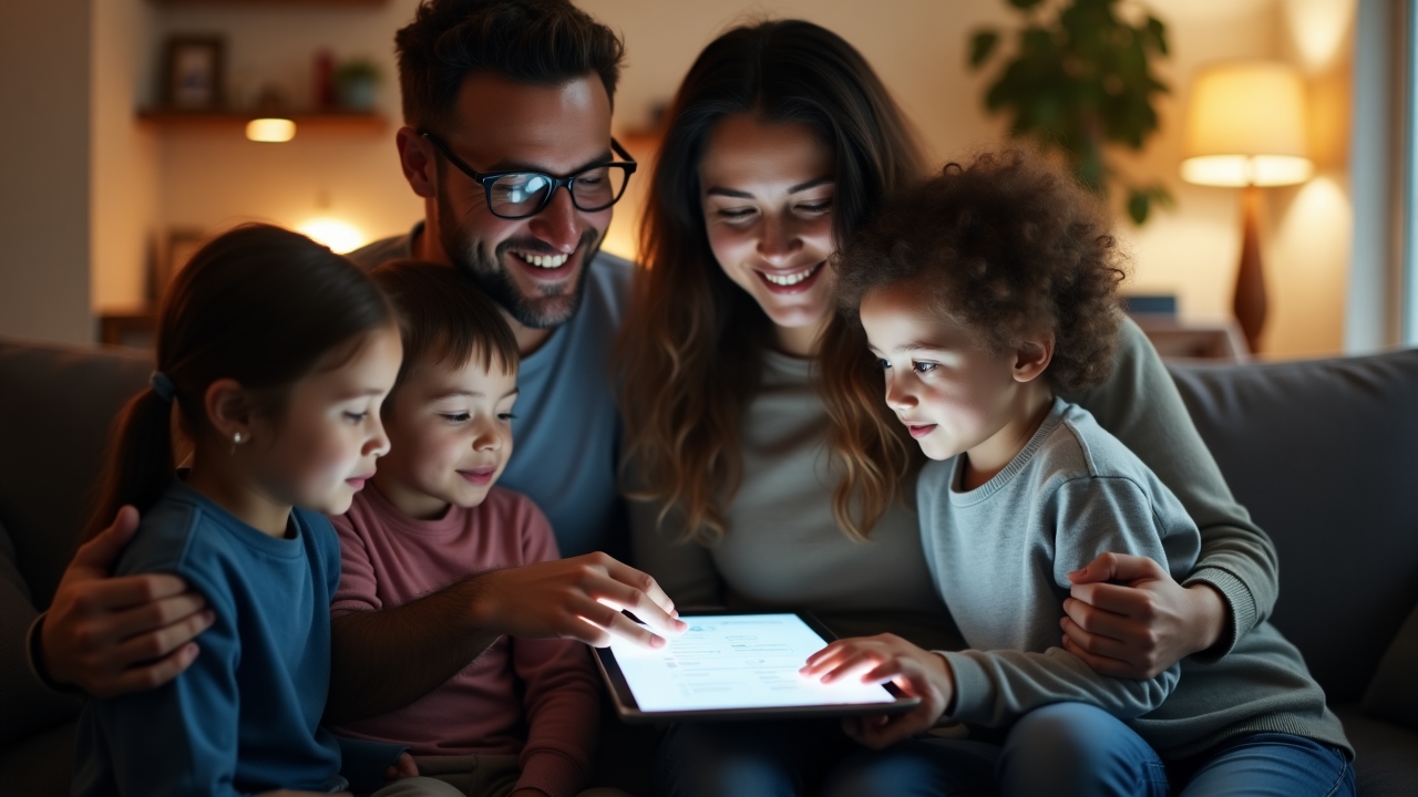 Familia aprendiendo sobre seguridad digital básica